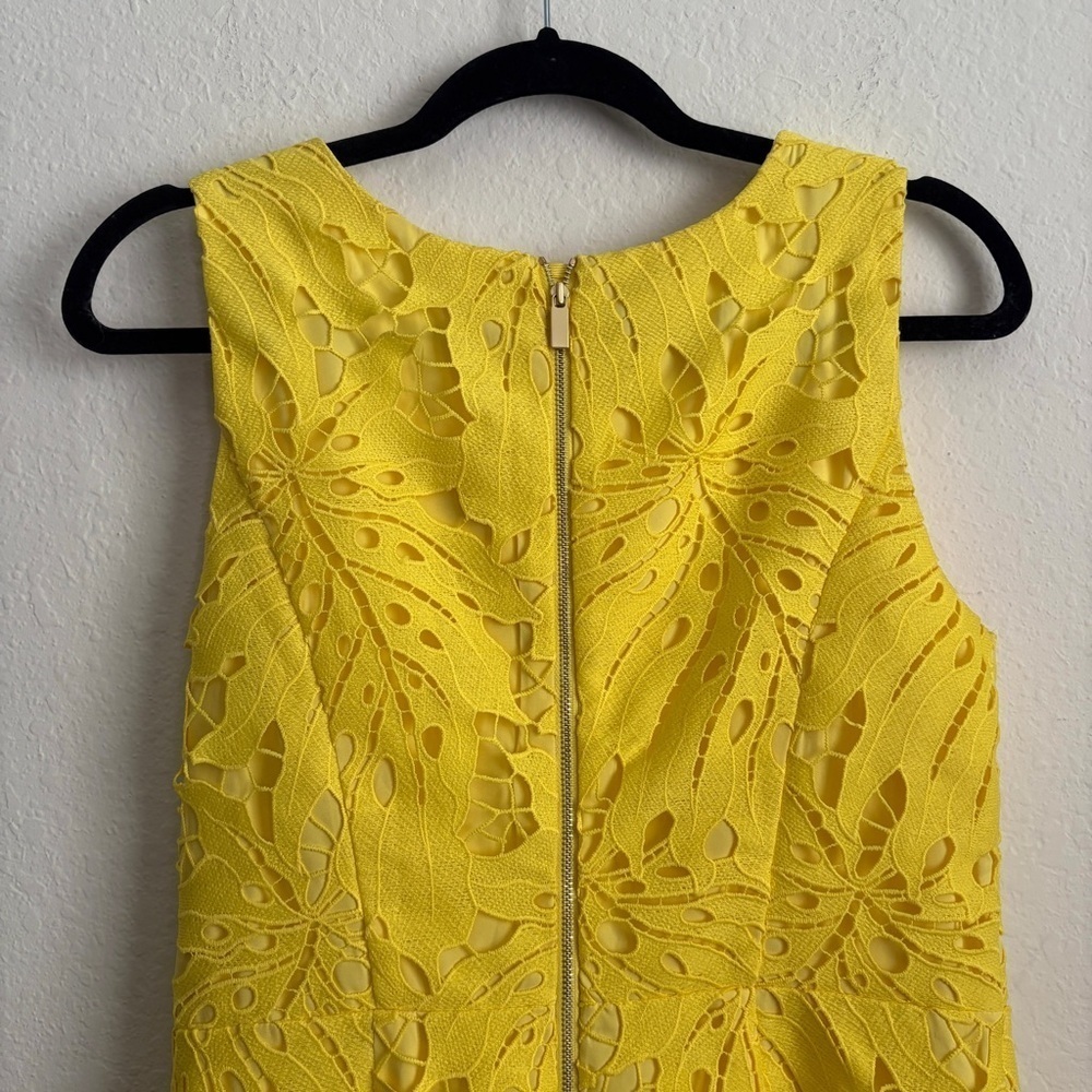 NWT Talbots RSVP Yellow Palm Leaf Sheath Dress Size 8P - Picture 7 of 9